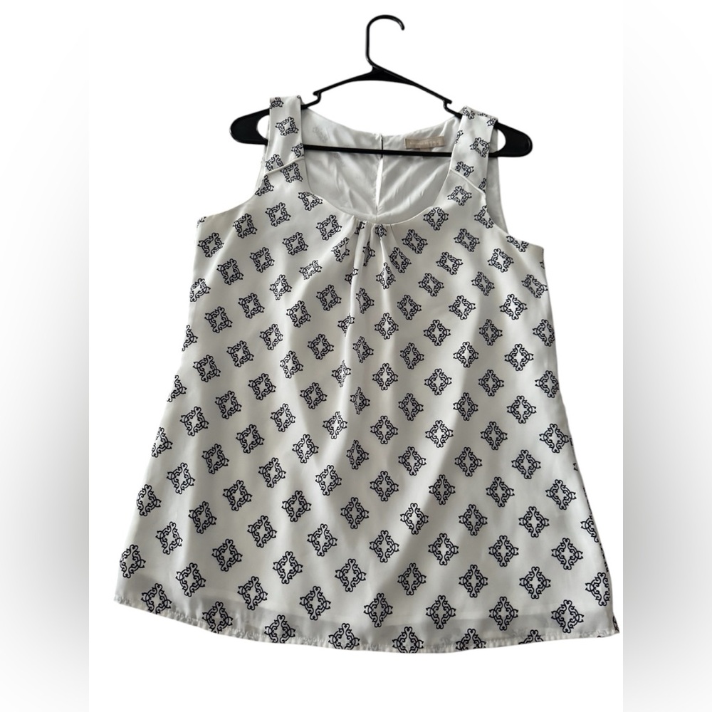 Banana Republic Women's Blouse Tank Top White/Black Sleeveless Size:S